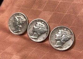 Lot of 3 Antique Silver Winged Liberty  Mercury Dimes 1941 1942 1943 - £11.90 GBP