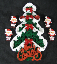 Vintage Crochet Knit Hanging Christmas Tree Magneti  with Clip on Santa - £13.15 GBP