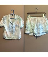 Joie 2-Piece Pajama Tropical Beach Coverup Set Pastel Palm Tree Leaf Siz... - $47.90 CAD