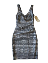 NWT Nicole Miller Artelier Metallic Tribal Jacquard Tucked Waist Sheath Dress 0 - $44.00