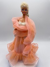 Vintage Barbie Peaches n Cream Original Dress &amp; Boa Mattel 1984 on 90&#39;s Doll - £15.00 GBP