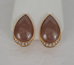 VINTAGE YVES SAINT LAURENT YSL GOLD TONE LUCITE/ACRYLIC RHINESTONE CLIP ... - $139.99