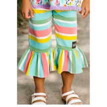 Matilda Jane Let&#39;s Go Together Be With You Large Ruffles Pants Girls Colorful - £22.66 GBP
