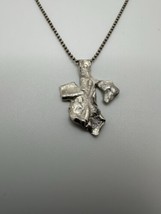 Vintage Sterling Silver Brutalist Pendant 16” Necklace  - $45.14