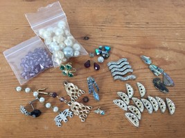 Mixed Lot of Vintage Jewelry Making Supplies Beads Multi Strand Bars Cli... - $24.74