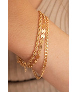 Gold 3Pcs Disc Plated Adjustable Chain Bracelet Set - $34.03 CAD
