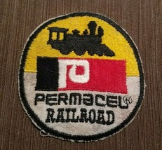 Permacel Railroad Patch 3 /14&quot; Round Vintage Yellow Black Red White - £11.57 GBP