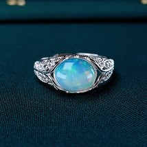 Opal Ring 8*10MM Natural Colorful Gemstone Fine Jewelry for Women Anniversary Pa - £92.30 GBP