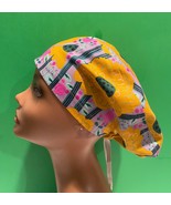 Pink/Yellow Floral Euro Style Scrub Cap, Medical, Food Service, Head Cover - $19.80