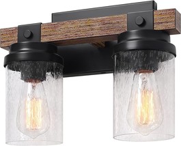 2-Light Farmhouse Vanity Lights For Bathroom, Rustic Bathroom Light Fixt... - £54.56 GBP