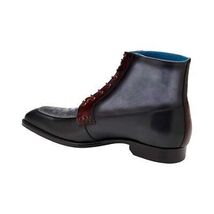 Belvedere Greco Black/Gray/Burgundy Ostrich Quill /Italian Leather Boots R79 image 2