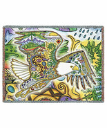 72x54 BALD EAGLE Bird Native American Southwest Tapestry Afghan Throw Bl... - £49.61 GBP