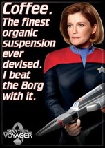 Star Trek Voyager Janeway Coffee Quote Image Refrigerator Magnet, NEW UN... - $4.99
