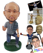 Personalized Bobblehead Man Kneeling On One Knee Holding A Peace Sign - Leisure  - £71.60 GBP