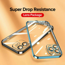 Electroplate Shockproof Soft Back Cover Clear TPU Frame for iPhone 12 Pro Max - £6.68 GBP