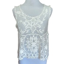 Astr The Label White Lace Embroidered Sheer Tank Blouse Women Large Open... - $10.32