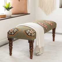 Handwoven Oslob Rustic Patterned Wood Stool in Dark Brown - $232.28