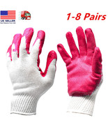 1-8 Pairs Non-Slip Red Latex Rubber Palm Coated Work Safety Gloves Garde... - £3.93 GBP+