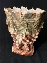 Vintage McCoy Pottery Vase Double Grape Leaf Cluster 9.25&quot; - £15.98 GBP