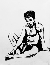 naked and alone black and white nude man. acrylic painting Gay Interest - £99.91 GBP