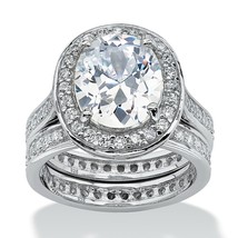 PalmBeach Jewelry 6.48 TCW CZ Platinum-plated Sterling Silver Bridal Set - £71.92 GBP