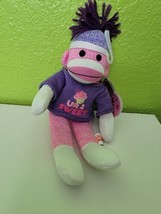 Sock Lil Love Monkey Plush Pink Purple Ur 2 Sweet 10&quot; Stuffed Toy - £11.03 GBP