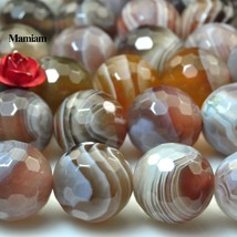 Natural Botswana Agate Faceted Round Beads 6mm 8mm 9.5-10mm Loose Stone Diy Brac - £54.73 GBP