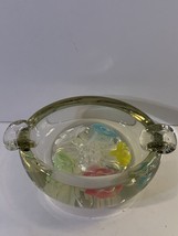 St Clair Glass Paperweight Ashtray Internal Tulip Flowers Art Glass JOE ... - £13.91 GBP