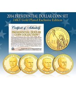 2014 MINT 24K GOLD USA PRESIDENTIAL $1 DOLLAR 4 COIN SET Completed - £17.48 GBP