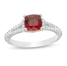 Enchanted Disney Mulan, 6 MM Cushion Cut Red Two Tone Engagement Ring, 925 Sterl - £51.87 GBP