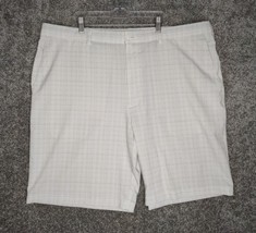 PGA Tour Shorts Men 42 Cream Tan Plaid Athletic Flat Front Comfort Golf Chino - £10.11 GBP
