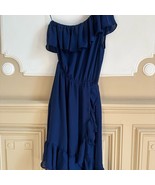 Parker Blue Asymmetrical Ruffled One Shoulder Dress - $631.68 MXN