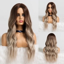 New Women&#39;s 24&quot; High-Temperature Fiber Wave Brown Ombre Natural Long Curly Wig - £38.36 GBP