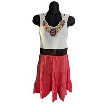 Vintage Y2K White Pink Floral Statement Tank Top Tiered Summer Dress Sma... - $39.99