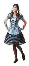 Womens Dorothy Wicked Hopp Skirt Dress, Gloves &amp; Hair Ties Halloween Cos... - £19.40 GBP