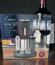 Rabbit Electric 8 piece Wine Set Corkscrew Bottle Opener Charging Base S... - $24.14