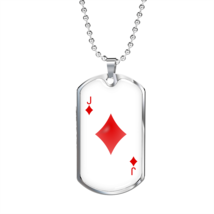 Jack of Diamonds Plain Necklace Stainless Steel or 18k Gold Dog Tag 24&quot; Chain - £37.53 GBP+