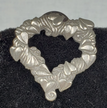 Vintage Signed LCD Pewter Heart Ivy Pin - $23.77