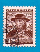 Used Austria Postage Stamp (1934) 12g Costumes of Upper Austria - Scott 361 - £1.56 GBP