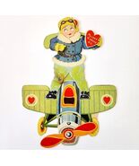C1920-30 Valentines Day Stand Up Pop Up Greeting Card Aviation Plane DWNad1 - $441.38 MXN