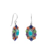 Sterling Silver Oxidized Multistone Oval Earrings - €79,79 EUR