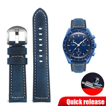 Leather Watch Strap For 20mm Omega Moonswatch Mission to Neptune Quick R... - $29.95