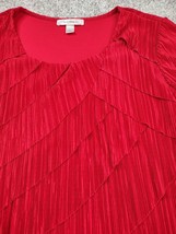 Dress Barn Top BlouseWomen Large Red Fancy Layered Crinkled Crepe Tulip Flapper - £13.11 GBP