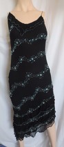 ECI New York Beaded Asymmetrical hem lined silk dress Retail $180 NWT Sz 4 - £39.34 GBP