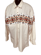 XL Vtg Roper Western Shirt Mens Aztec Southwest Cowboy Beige Long Sleeve Pockets - £22.14 GBP