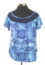 New with Tags French Laundry  Blouse Women&#39;s Size X-Large Blue Crochet Tie Dye - £17.46 GBP