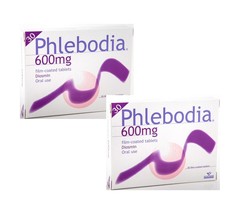 2 PACK Phlebodia 600 Mg, 30Tab Heavy Legs, Venous Insufficiency, Hemorrhoids - £43.84 GBP