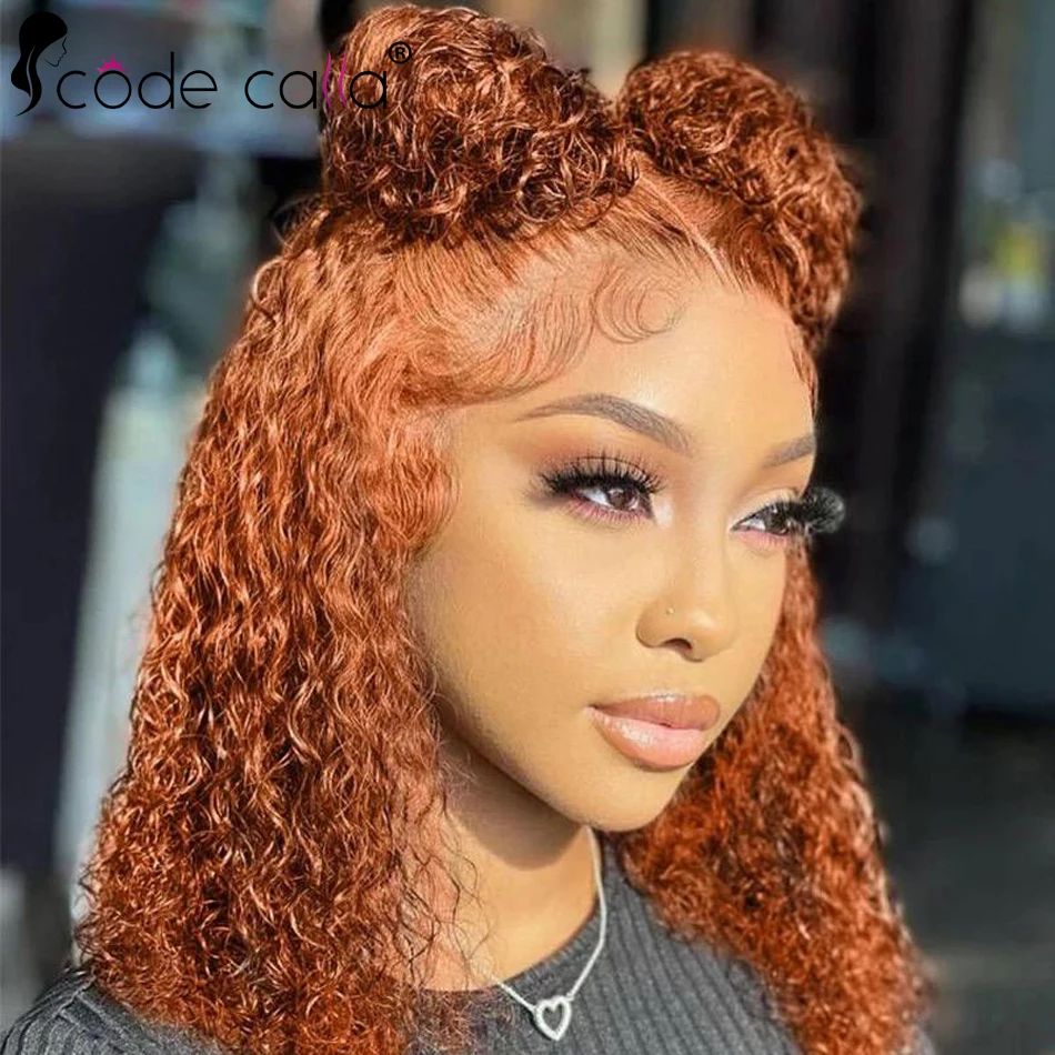 Ginger Orange Curly Bob Lace Front 180% Curly Bob Glueless Pre Plucked With Ba - £46.84 GBP+