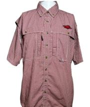 Drake Waterfowl Shirt Men&#39;s Medium Red Arkansas Razorback Button Vented - AC - £19.43 GBP