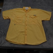 Columbia Shirt Mens XL Yellow Sportswear Button Up Short Sleeve Collared Top - £18.02 GBP